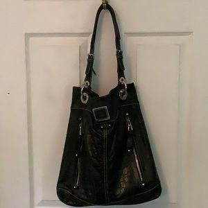 B Makowsky Leather Shoulder bag in Black